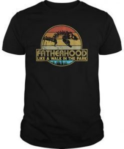 Fatherhood Like A Walk In The Park Retro Sunset Tee Shirt