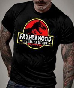 Fatherhood Like A Walk In The Park T-Shirt Dad Retro Sunset