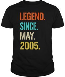 Legend Since May 2005 14th Birthday Gift 14 Years Old T-Shirt