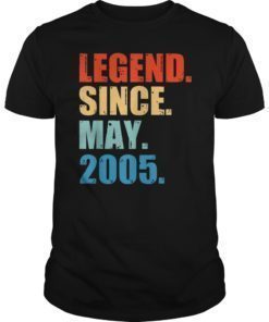 Legend Since May 2005 14th Gift 14 Years Old Shirt