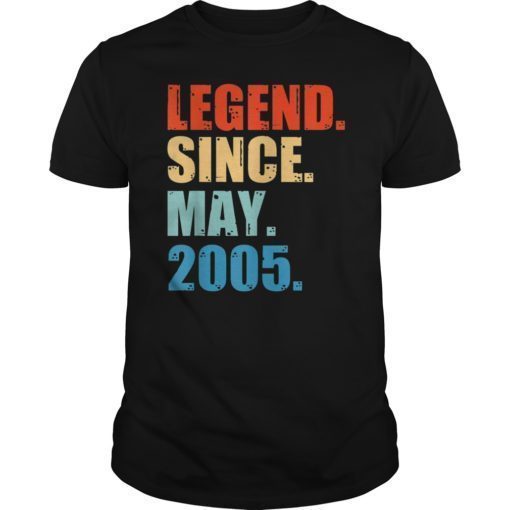 Legend Since May 2005 14th Gift 14 Years Old Shirt