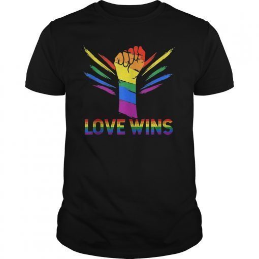 Love Wins Raised Fist Shirt LGBT Gay Pride Awareness Month T-Shirt