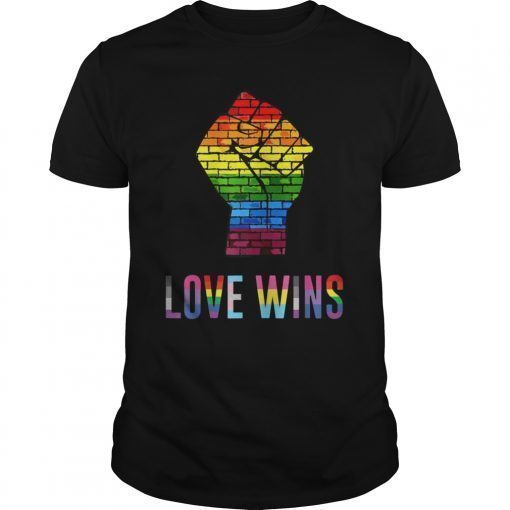 Love Wins Raised Fist T Shirt LGBT Gay Pride Awareness Month Shirt