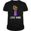 Love Wins Raised Fist Tee Shirt LGBT Gay Pride Awareness Month Tee Shirt