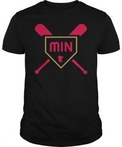 MIN Baseball Bats Home Plate State Outline Shirt