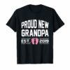 Mens First Time Promoted To Proud New Grandpa Est 2019 Cute Shirt