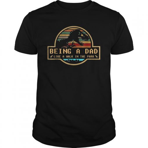 Mens Mens Being A Dad Is A Walk In The Park T-Shirt Dad Retro Sun Shirt