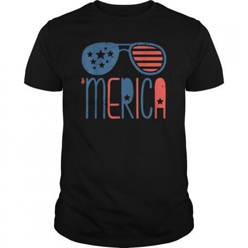 Mens Merica American Flag Aviators Toddler TShirt 4th July