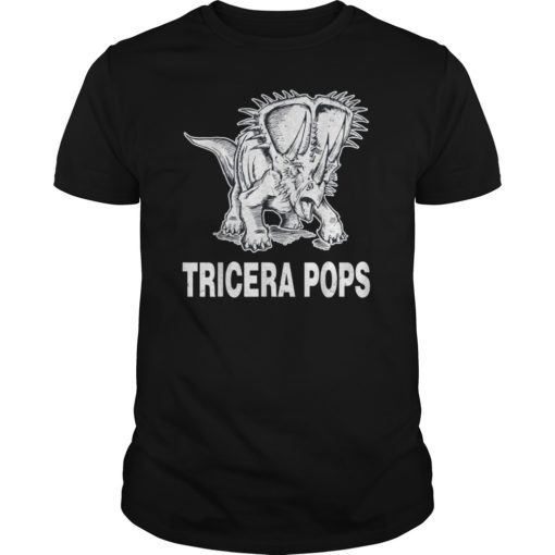 Mens Tricera Pops Funny Dinosaur Dad Triceratops Tshirt