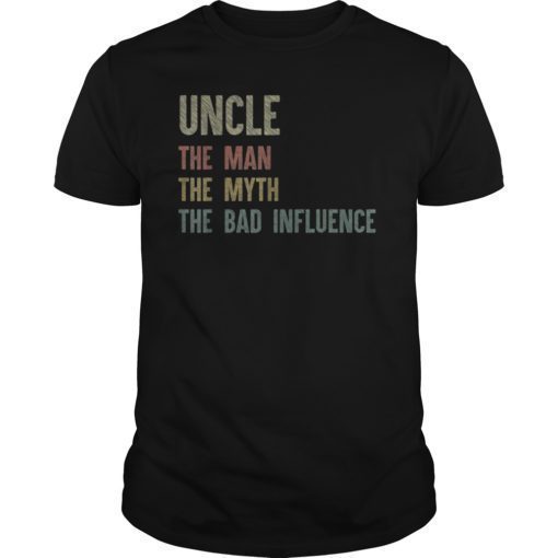 Mens Uncle The Man The Myth The Bad Influence Vintage Tee Shirts