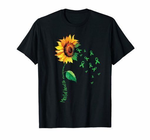 Mental Health Awareness Sunflower T-shirt Lime Green Ribbon