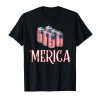 Merica 4th of July Beer American Flag Tshirt Gifts for Men
