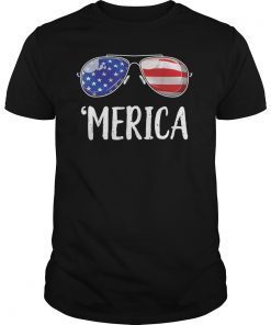 Merica Sunglasses 4th of July T shirt Kids Boys Girls Men US