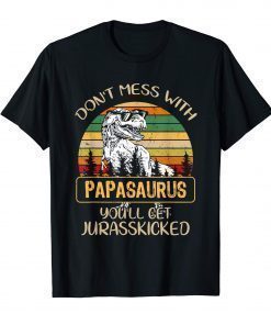 PAPAsaurus T shirt T rex PAPA Saurus Dinosaur Men Dad Daddy