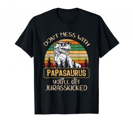 PAPAsaurus T shirt T rex PAPA Saurus Dinosaur Men Dad Daddy