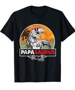 Papasaurus T Shirt Fathers Day Gifts T Rex Daddy Saurus