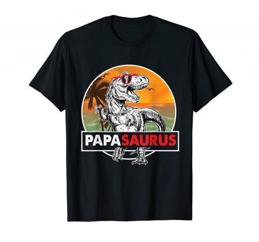 Papasaurus T Shirt Fathers Day Gifts T Rex Daddy Saurus