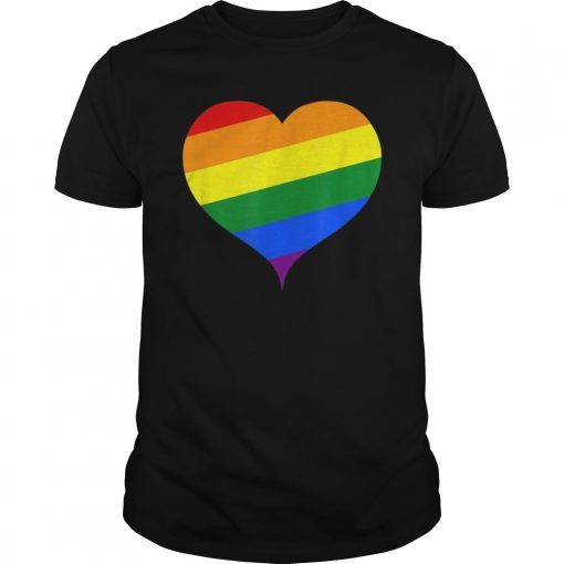 Rainbow Heart Shirt Vintage Retro 80's Style Gay Pride Gift Tee