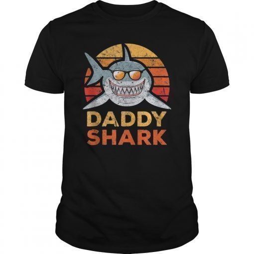 Retro Daddy Shark T-Shirt, Daddy Shark Tee, Daddy Shark Vintage Style, Shark Family Shirt