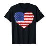 USA Flag Heart T Shirt 4th July Red White Blue Stars Stripes