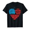USA Flag Heart Tee Shirt 4th July Red White Blue Stars Stripes