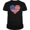 USA Flag Heart Tee Shirt 4th July Red White Blue Stars Stripes