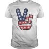 4th of July American Flag Peace Sign Hand US Vintage T-Shirt