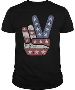 4th of July Peace Sign American Flag Hand US Vintage T-Shirt
