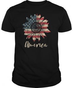 America Sunflower Flag 4th July American Patriotic Flower T-Shirt