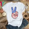 American Flag Peace Sign Hand T-Shirt Fourth of July Gift T-Shirt