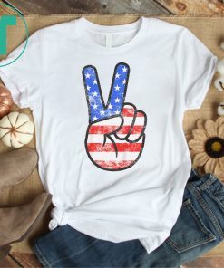 American Flag Peace Sign Hand T-Shirt Fourth of July Gift T-Shirt