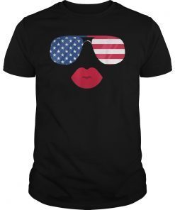 American Flag Sunglasses Lips TShirt Funny Patriotic Flags T-Shirt