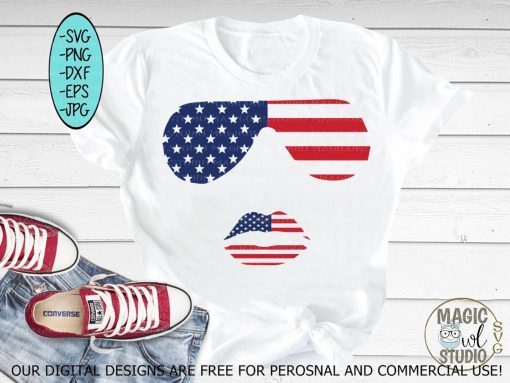 American Patriotic Sunglasses Flag T-shirt- independence day shirt-4th of july shirt