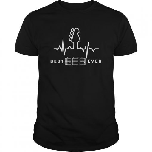 Best Dad Ever Guitar Musician Note Heartbeat T-Shirt