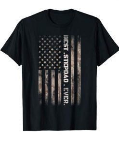 Best STEP DAD Ever Vintage American Flag Camo Father Day T-Shirt