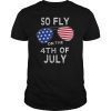 Boys Teens So Fly On The 4th Of July USA Flag Sunglasses T-Shirt