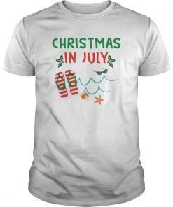 Christmas In July TShirt Funny Flip Flops Beach Summer Xmas