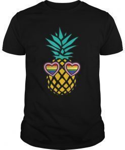 Cute LGBT Gay Pride Flag Pineapple Sunglasses T-Shirt
