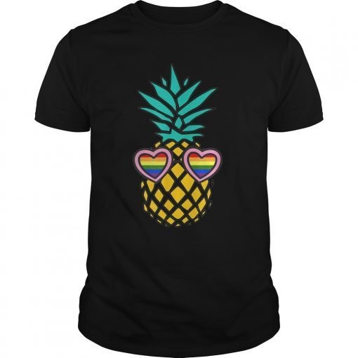 Cute LGBT Gay Pride Flag Pineapple Sunglasses T-Shirt