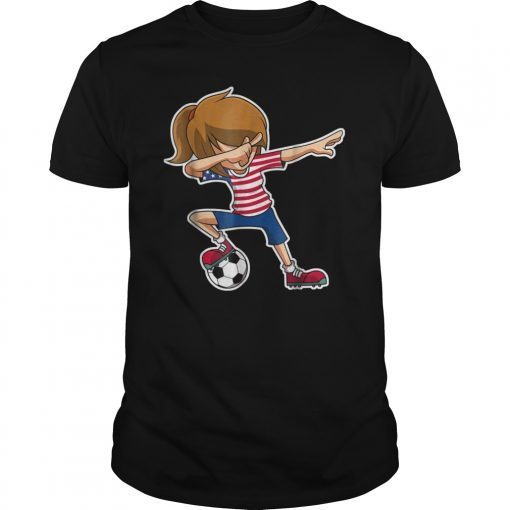 Dabbing Soccer Girl USA Shirt, American Flag Jersey