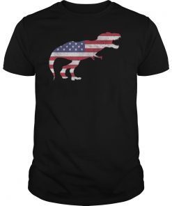 Dino USA American Flag Patriotic Dinosaur Trex 4th Of July TShirt