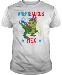 Dinosaur 4th of July Kids Boys Amerisaurus T Rex T-Shirt