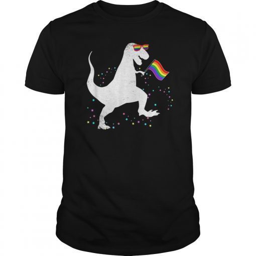 Dinosaur Lgbt Flag Shirt Funny Gay Pride Rainbow Flags Tee Shirt