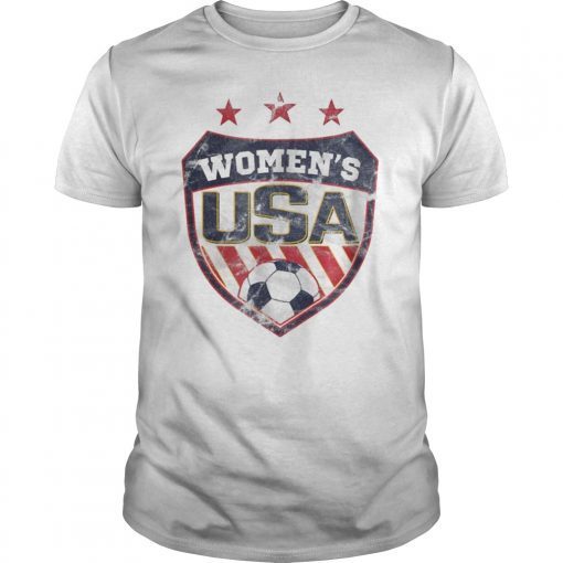 Distressed Soccer T-Shirt for Women with USA Shield