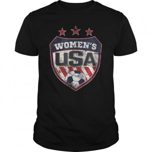 Distressed Soccer T-Shirt for Women with USA Shield
