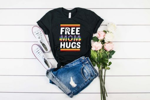 FREE Mom HUGS Glitter Heart Rainbow Custom Vinyl T-shirts