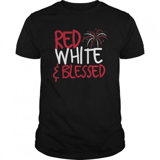 Family Patriotic America Red White & Blessed 4th of July Tee Shirt