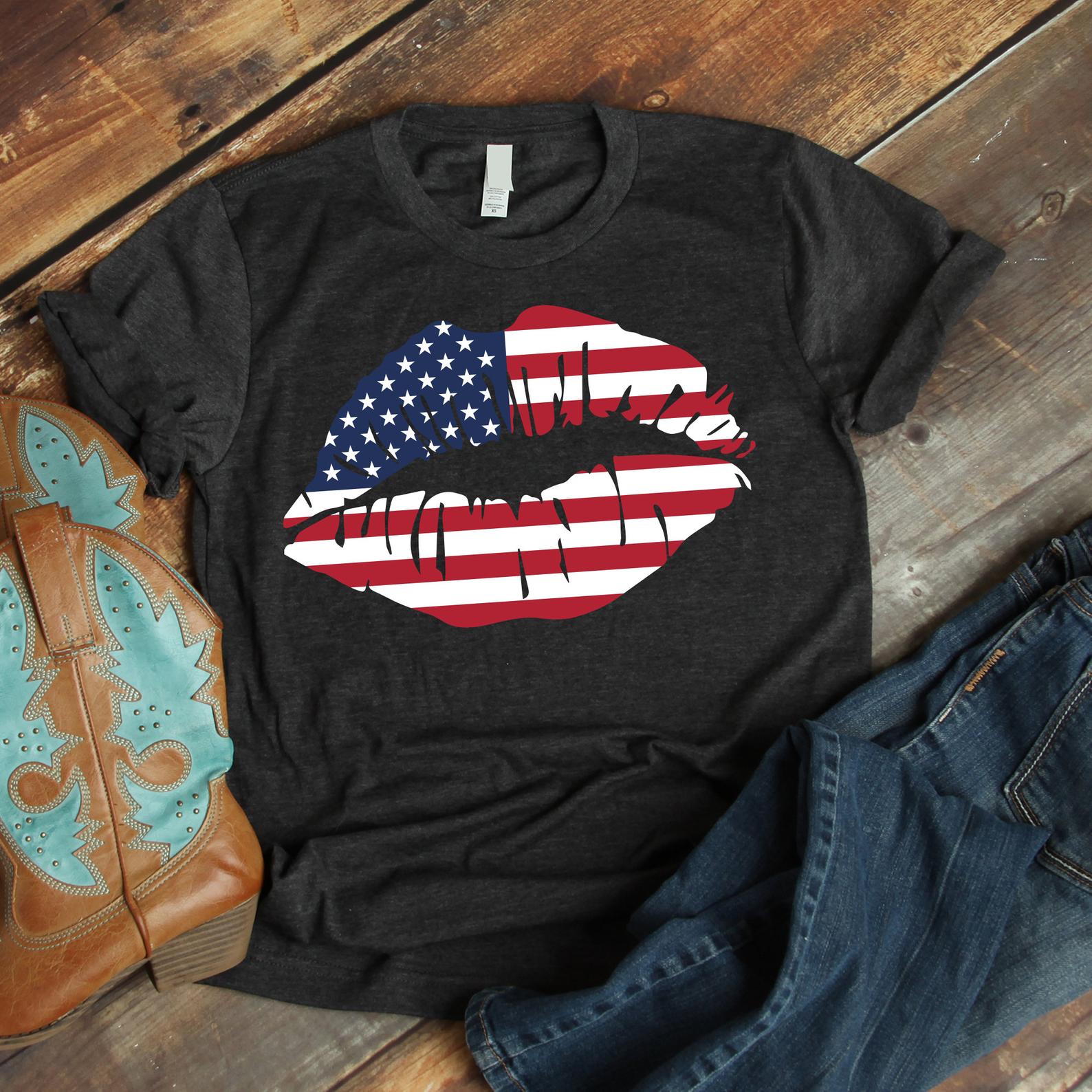 Flag lips Shirt, Merica Sunglasses Shirt, USA, American Flag, 4th Of ...