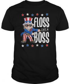 Floss Like a Boss 4th of July Shirt Kids Boys Girl Uncle Sam T-Shirt