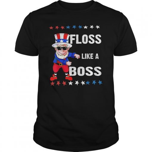 Floss Like a Boss 4th of July Shirt Kids Boys Girl Uncle Sam Tee Shirts